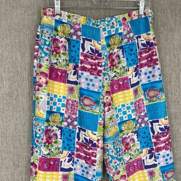 Silkland Pants 10 Colorful Dress Ankle Straight Artsy Mid Rise Office - Picture 5 of 13